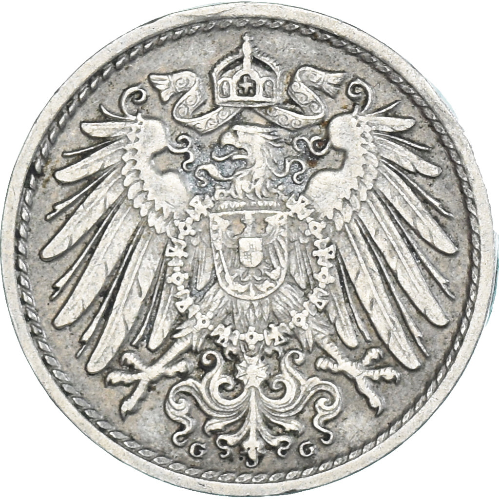 Coin, GERMANY - EMPIRE, Wilhelm II, 5 Pfennig, 1912, Karlsruhe, VF(30-35)