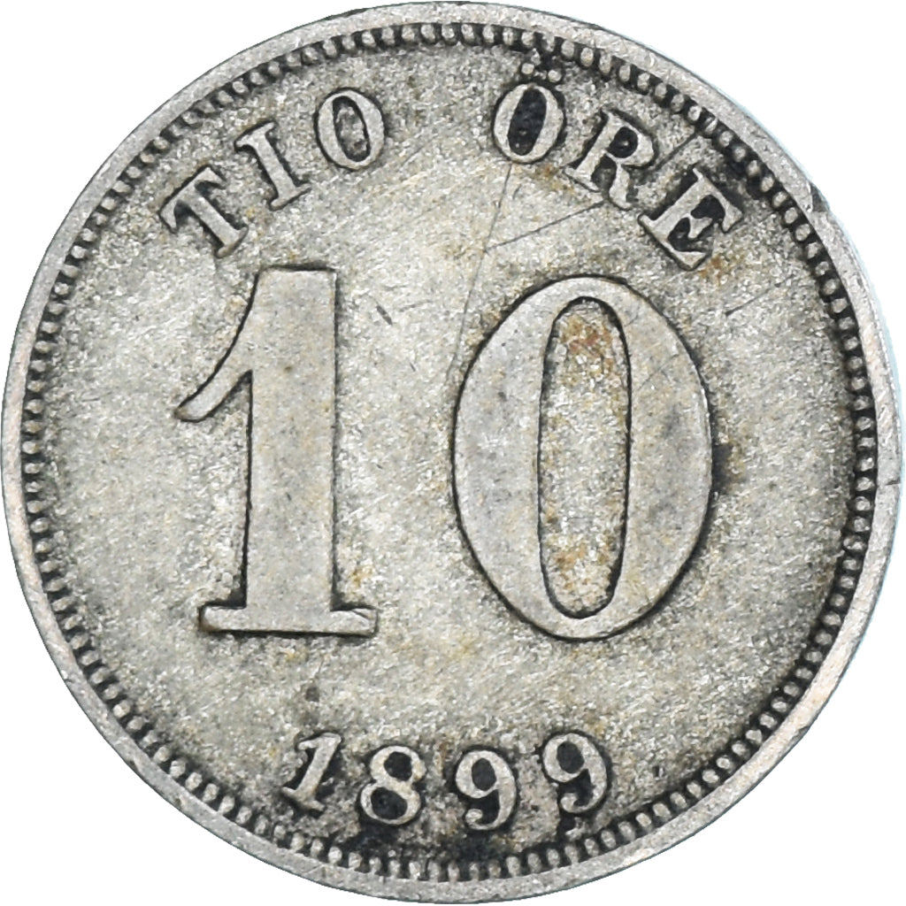 Coin, Sweden, Oscar II, 10 Öre, 1899, VF(30-35), Silver, KM:755