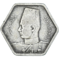 Moneda, Egipto, Farouk, 2 Piastres, 1944, British Royal Mint, BC+, Plata, KM:369