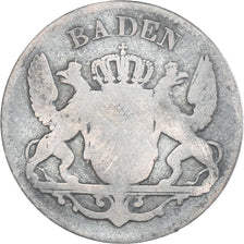Coin, German States, BADEN, Leopold I, 3 Kreuzer, 1845, VF(20-25), Silver