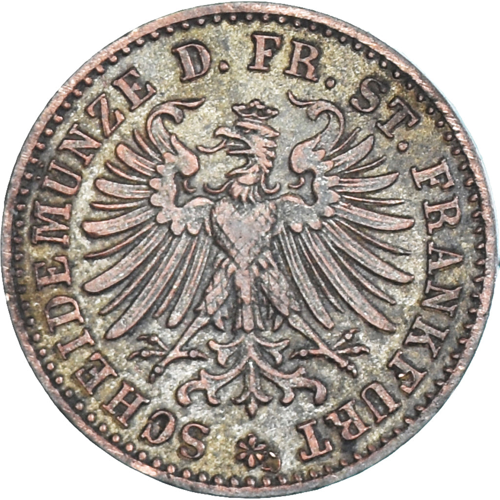 Moeda, Estados Alemães, FRANKFURT AM MAIN, Kreuzer, 1866, Billon, AU(50-53)