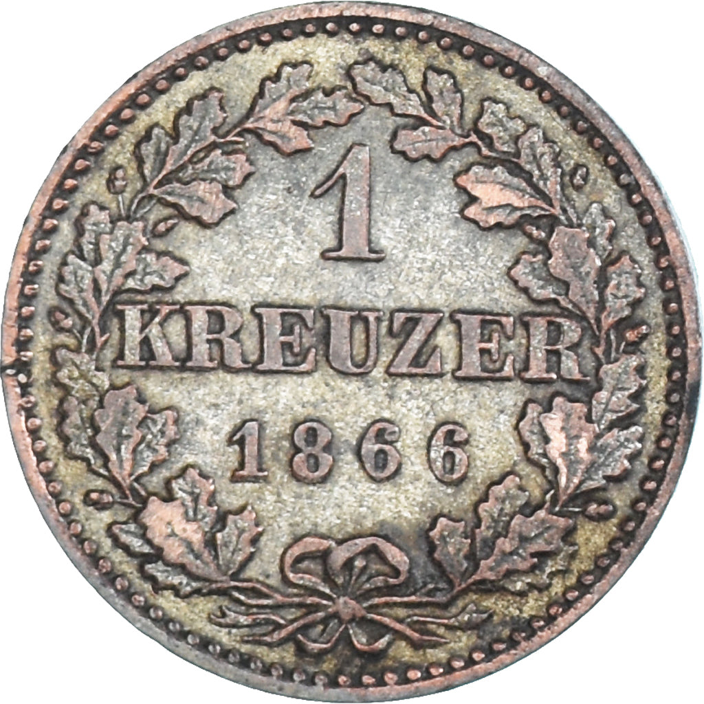 Moeda, Estados Alemães, FRANKFURT AM MAIN, Kreuzer, 1866, Billon, AU(50-53)