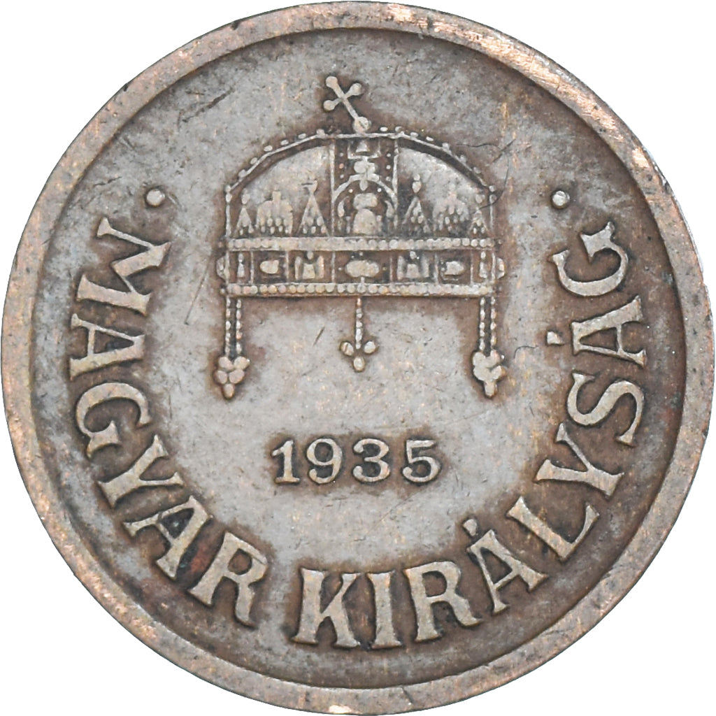 Coin, Hungary, 2 Filler, 1935, Budapest, EF(40-45), Bronze, KM:506