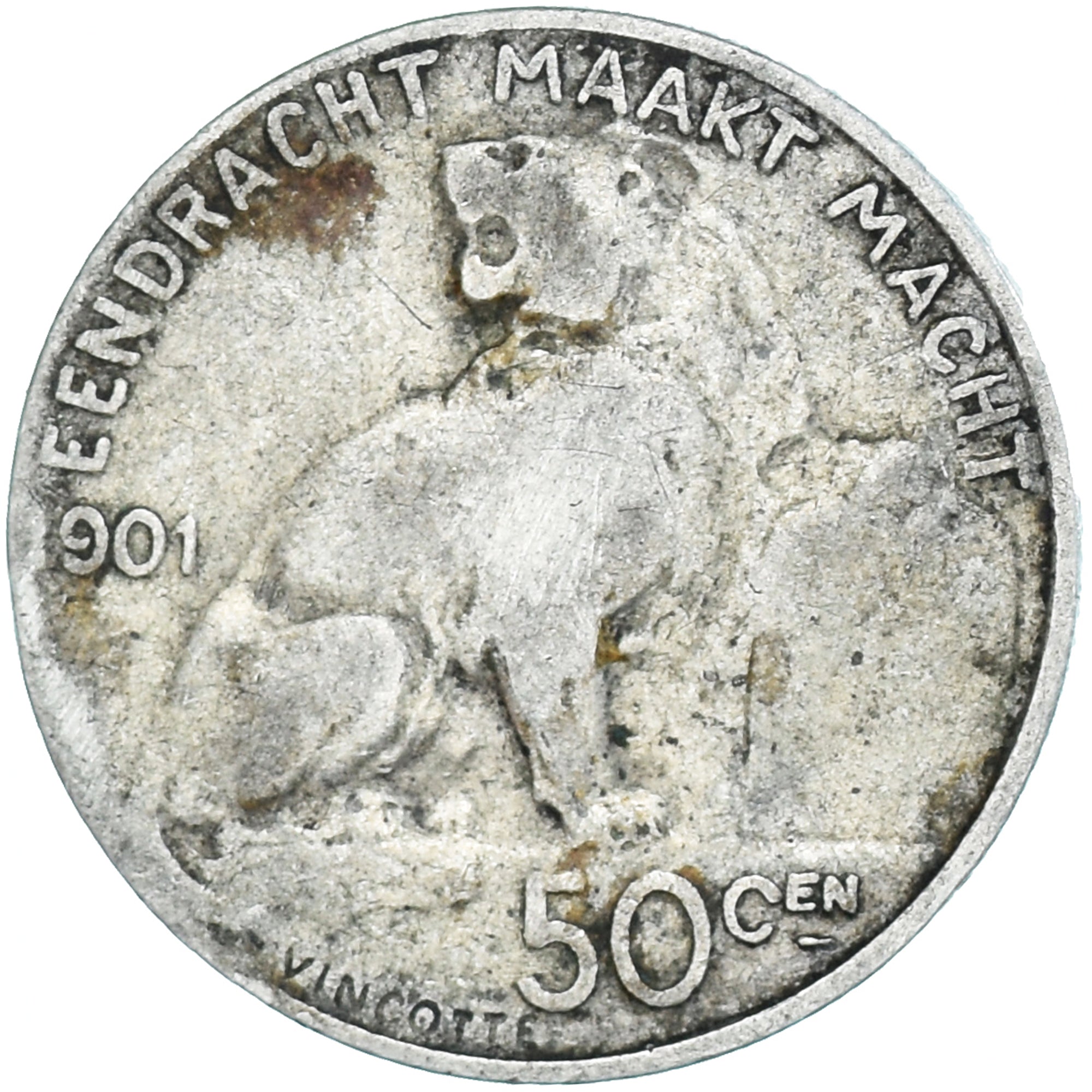 Coin, Belgium, Leopold II, 50 Centimes, 1901, Brussels, VF(20-25), Silver, KM:51
