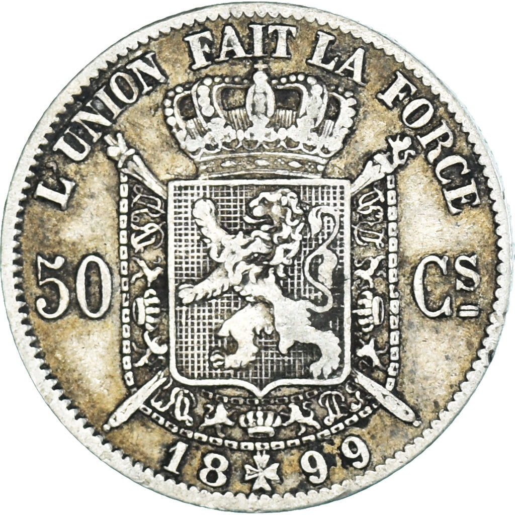 Monnaie, Belgique, Leopold II, 50 Centimes, 1899, TTB, Argent, KM:26