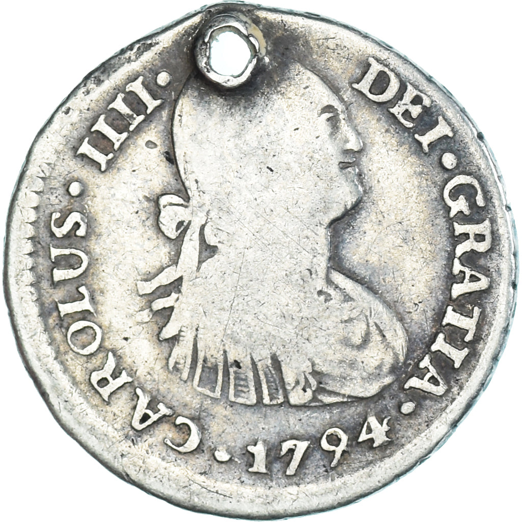 Moneta, Perù, Charles IV, Real, 1794, Lima, MB+, Argento
