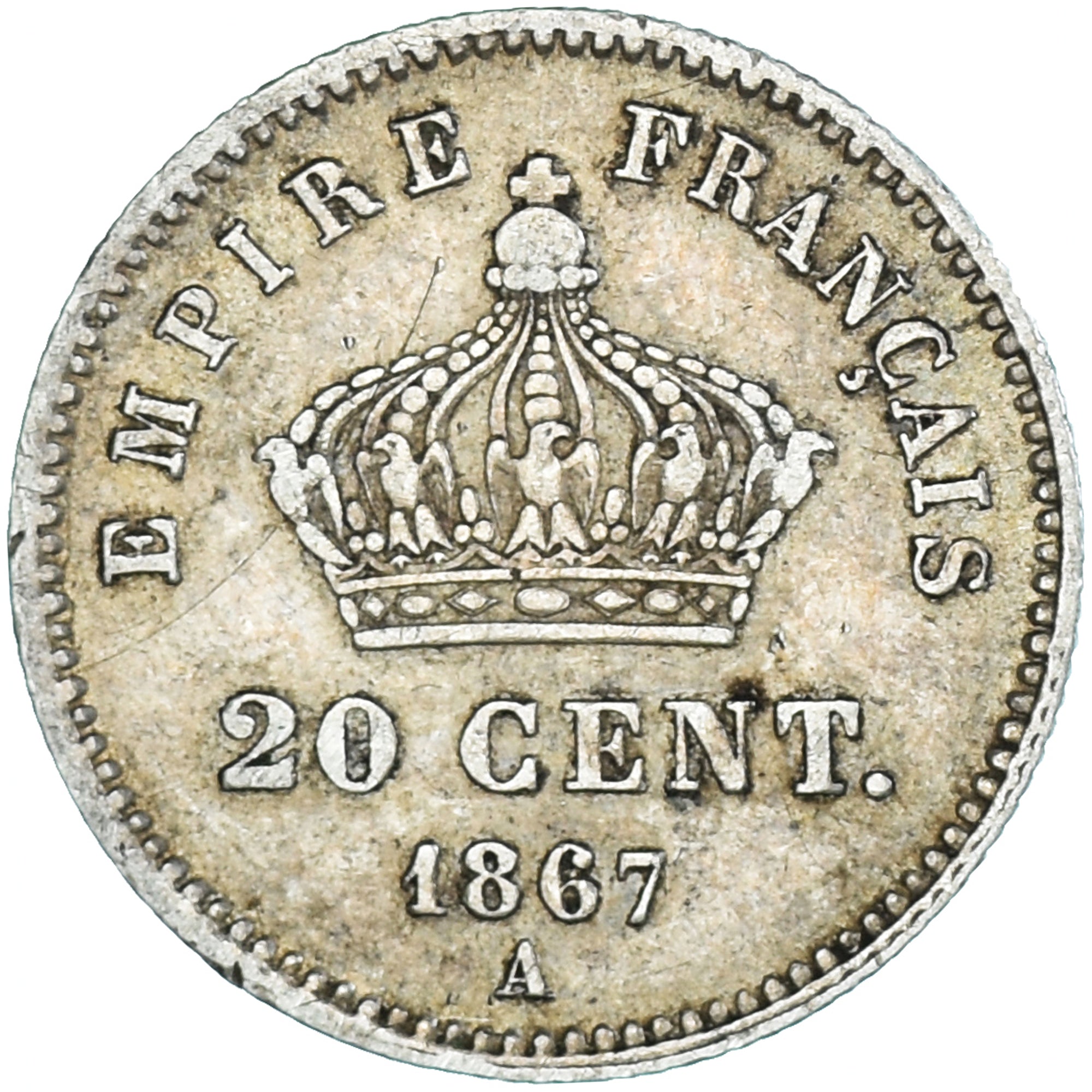 Moneta, Francia, Napoleon III, Napoléon III, 20 Centimes, 1867, Paris, BB+