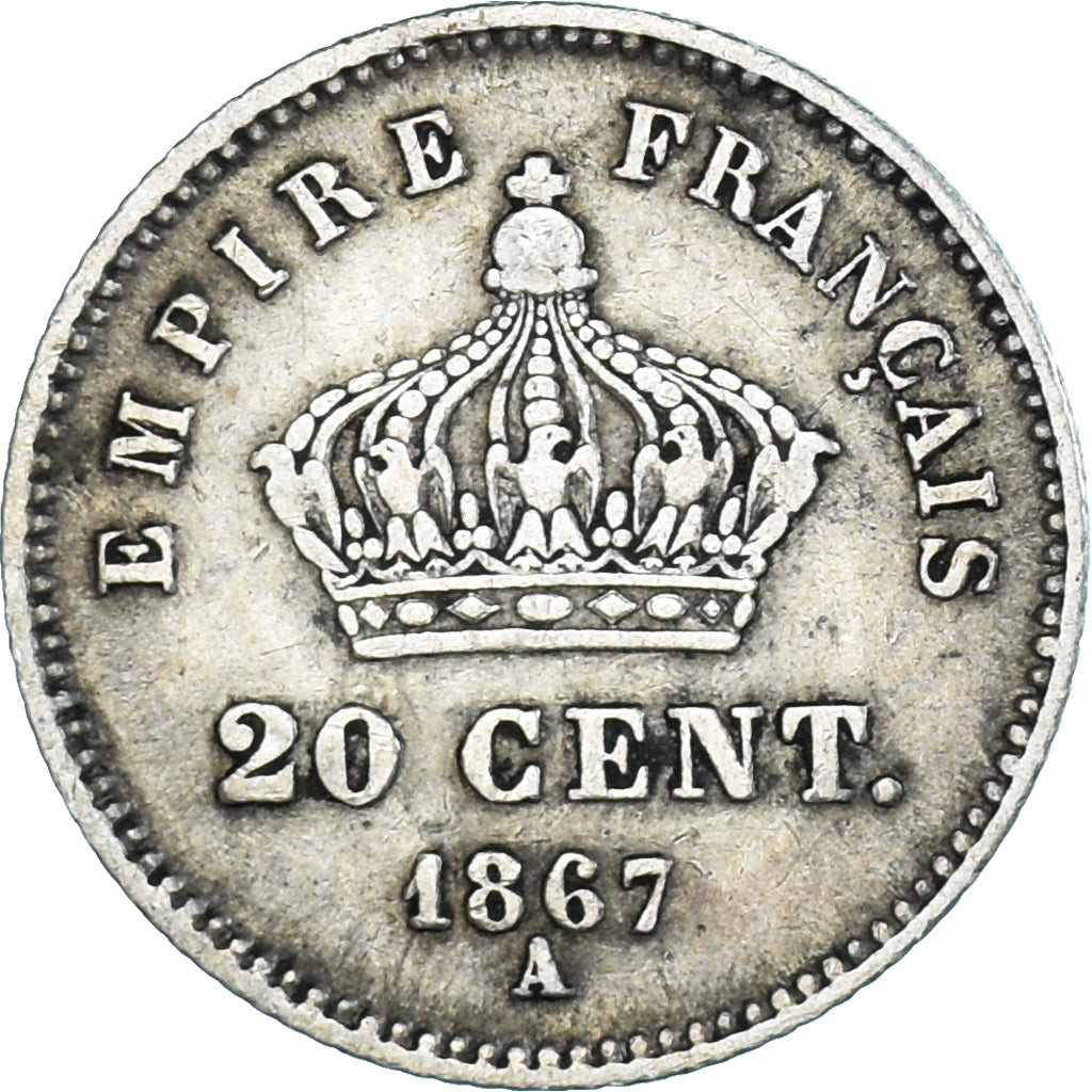 Monnaie, France, Napoleon III, 20 Centimes, 1867, Paris, TTB, Argent