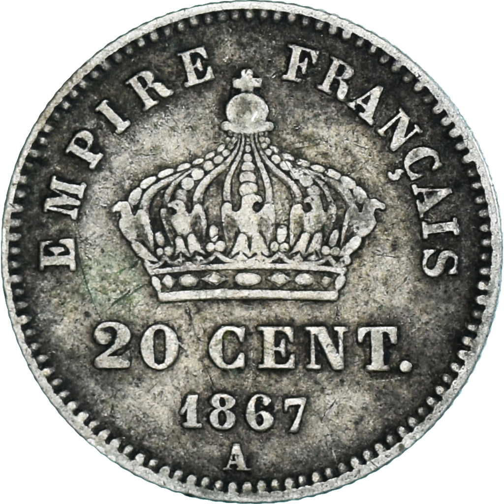 Coin, France, Napoleon III, 20 Centimes, 1867, Paris, VF(30-35), Silver