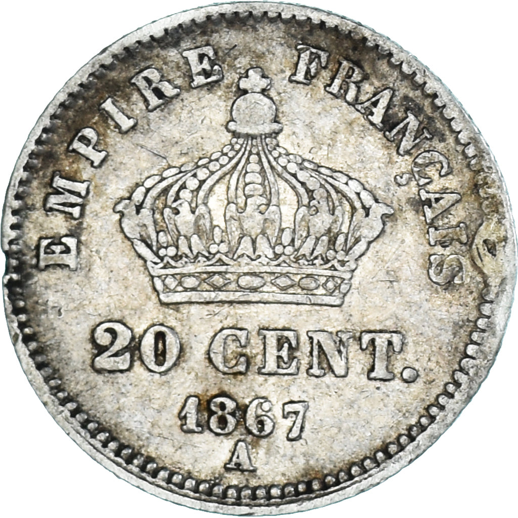 Monnaie, France, Napoleon III, 20 Centimes, 1867, Paris, TB+, Argent
