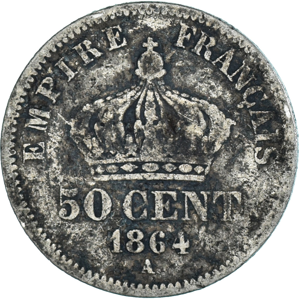 Coin, France, Napoleon III, 50 Centimes, 1864, Paris, VF(20-25), Silver