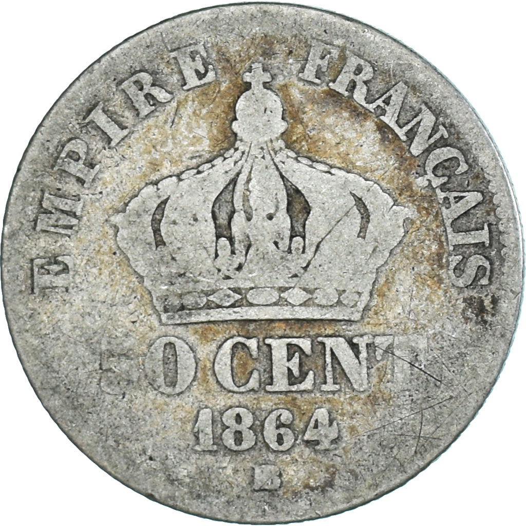 Coin, France, Napoleon III, Napoléon III, 50 Centimes, 1864, Strasbourg
