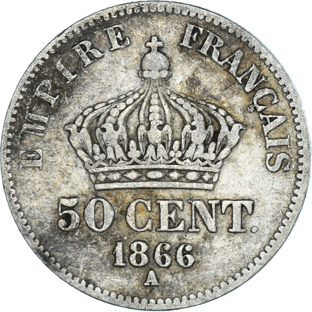 Monnaie, France, Napoleon III, Napoléon III, 50 Centimes, 1866, Paris, TB+