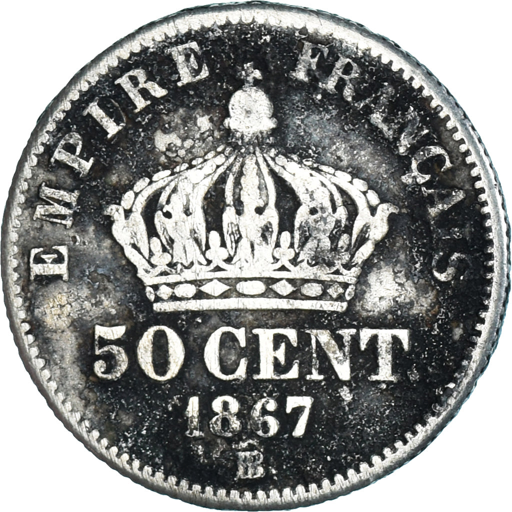 Munten, Frankrijk, Napoleon III, Napoléon III, 50 Centimes, 1867, Strasbourg