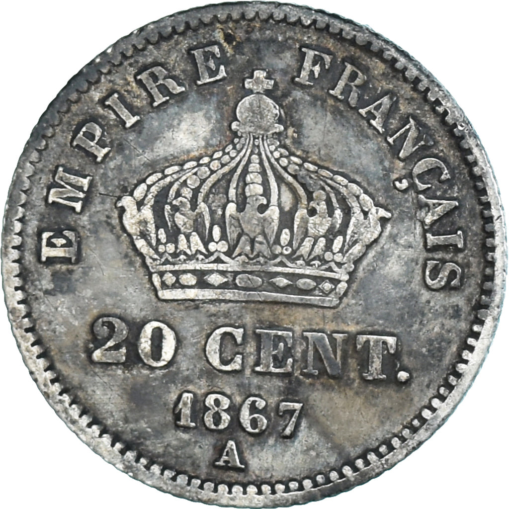 Coin, France, Napoleon III, Napoléon III, 20 Centimes, 1867, Paris, AU(50-53)