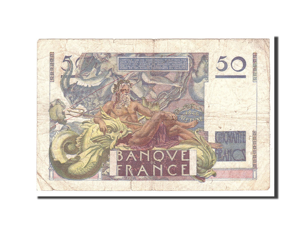 France, 50 Francs, 1946, KM:127a, 1946-02-05, VG(8-10), Fayette:20.3