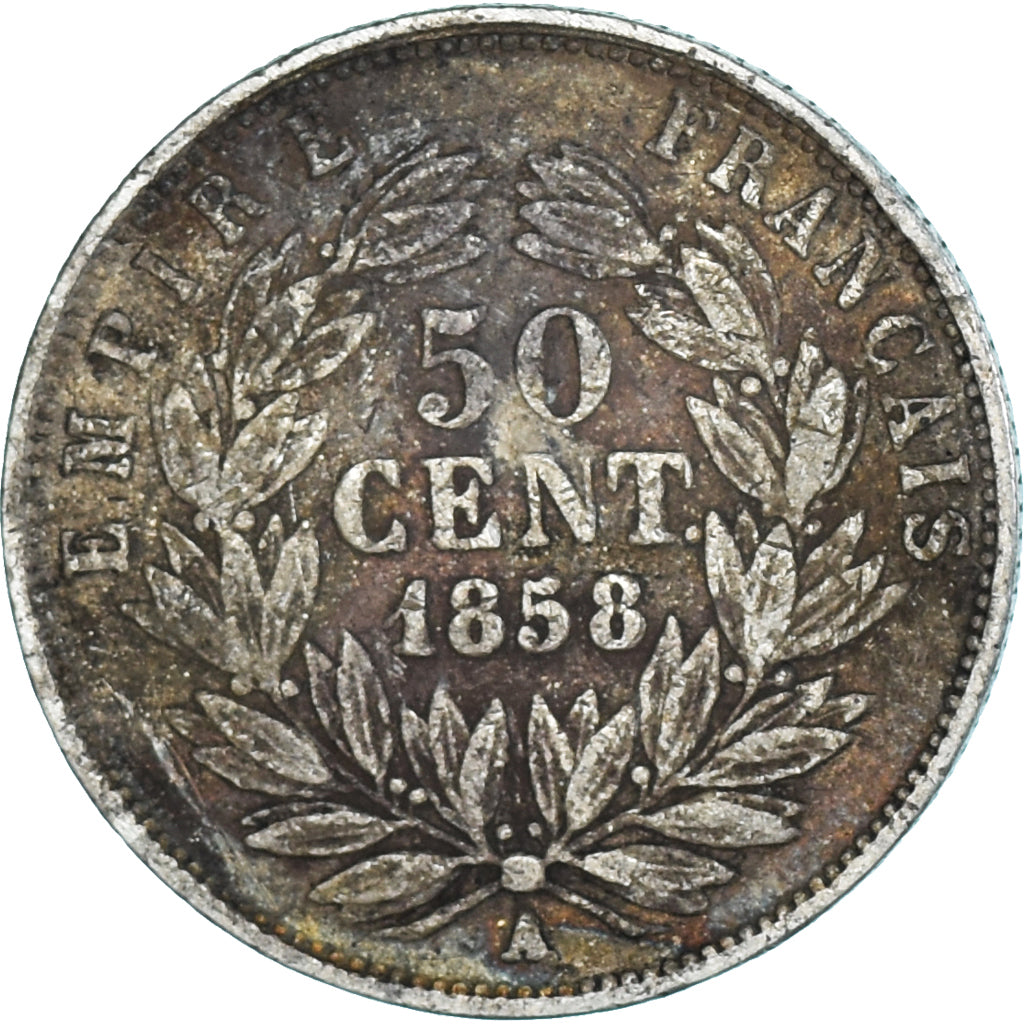 Moeda, França, Napoleon III, Napoléon III, 50 Centimes, 1858, Paris