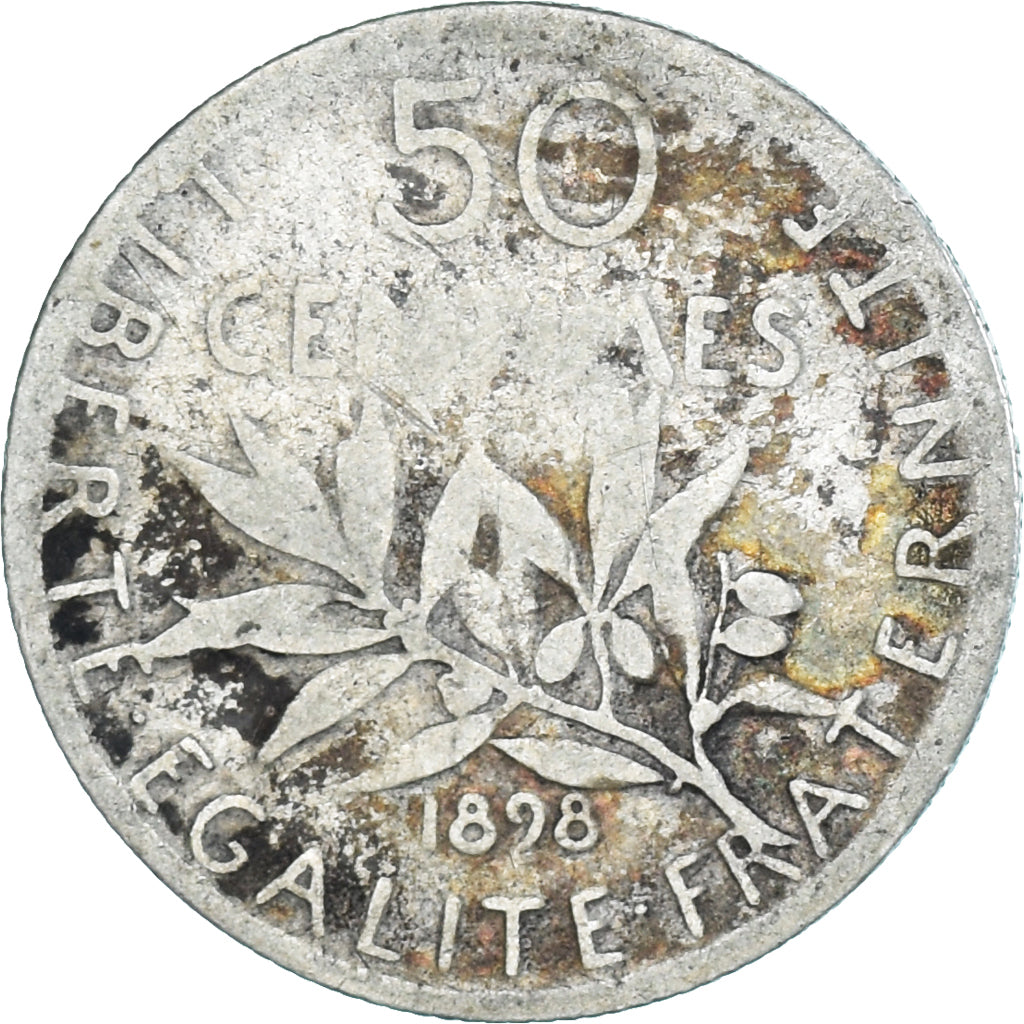 Monnaie, France, Semeuse, 50 Centimes, 1898, Paris, B+, Argent, Gadoury:420