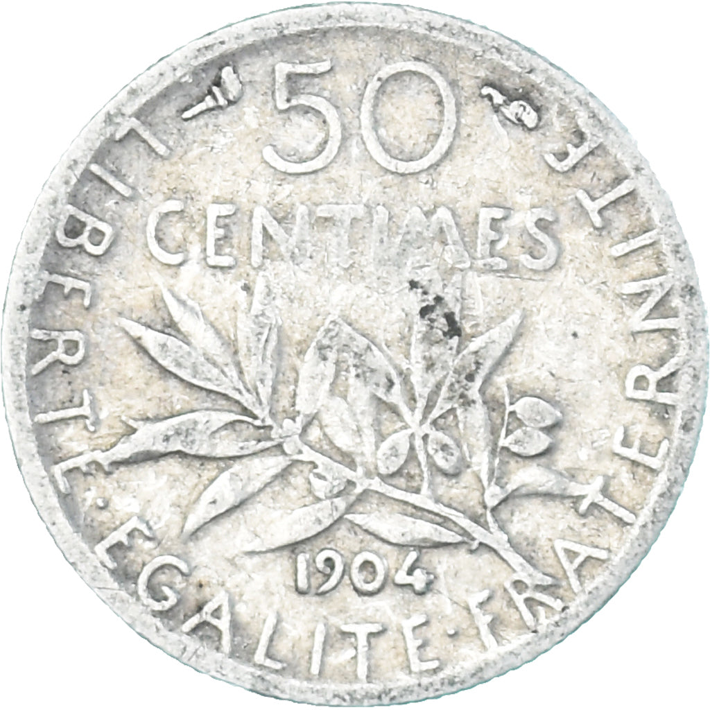 Moneta, Francia, Semeuse, 50 Centimes, 1904, Paris, MB+, Argento, KM:854