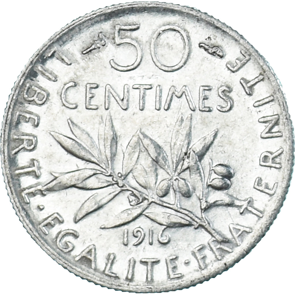 Monnaie, France, Semeuse, 50 Centimes, 1916, Paris, TTB+, Argent, Gadoury:420