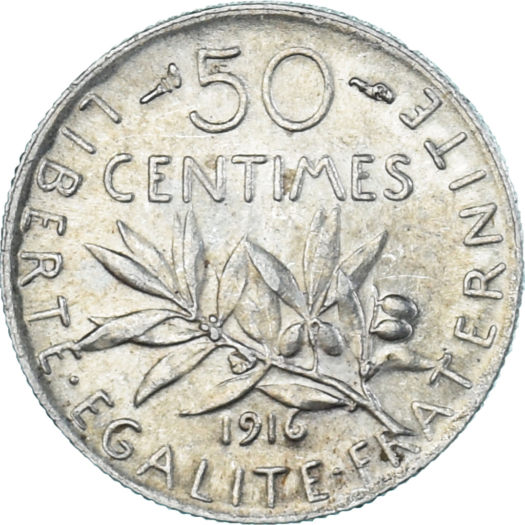 Coin, France, Semeuse, 50 Centimes, 1916, Paris, EF(40-45), Silver, KM:854