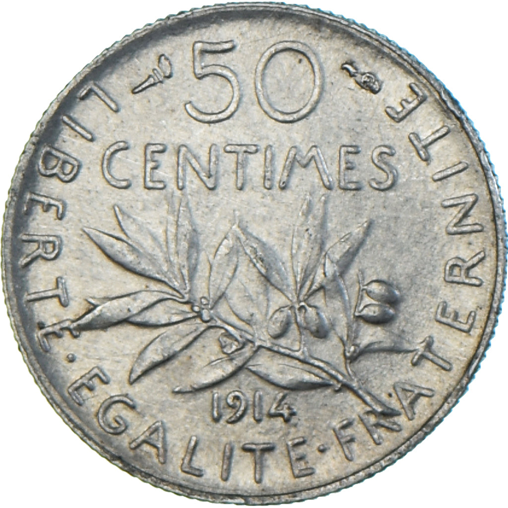 Coin, France, Semeuse, 50 Centimes, 1914, Paris, EF(40-45), Silver, KM:854