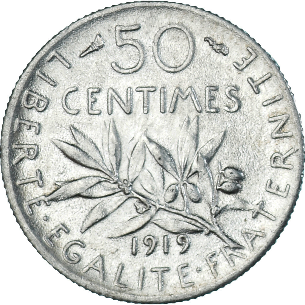 Monnaie, France, Semeuse, 50 Centimes, 1919, Paris, SUP, Argent, Gadoury:420
