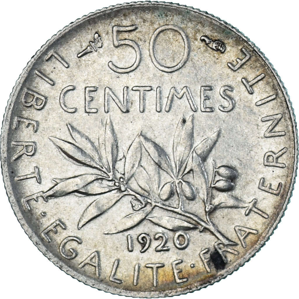 Monnaie, France, Semeuse, 50 Centimes, 1920, Paris, SUP, Argent, Gadoury:420