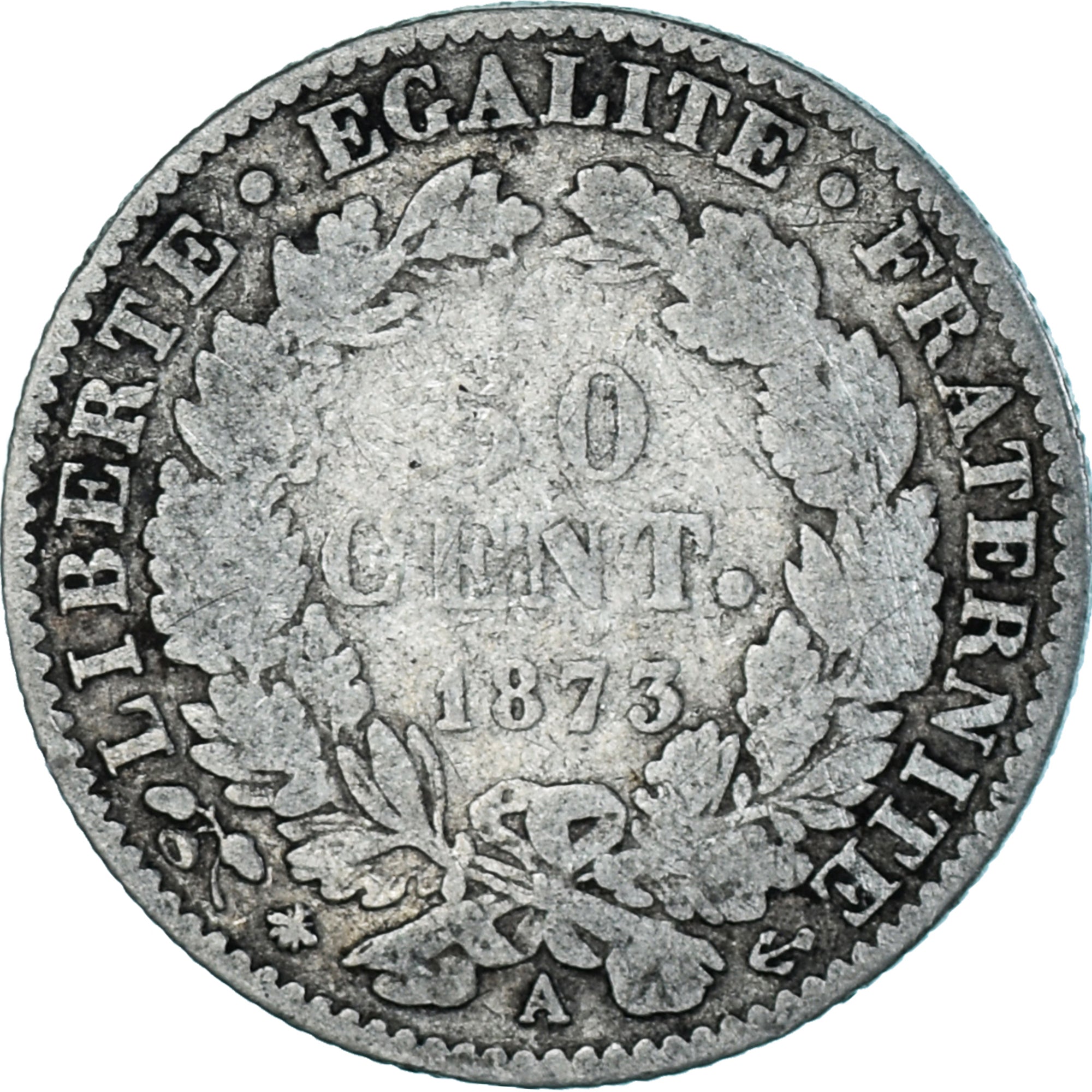 Coin, France, Cérès, 50 Centimes, 1873, Paris, VF(20-25), Silver, KM:834.1
