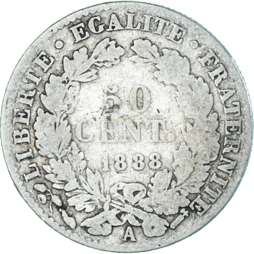 Monnaie, France, Cérès, 50 Centimes, 1888, Paris, TB, Argent, Gadoury:419a