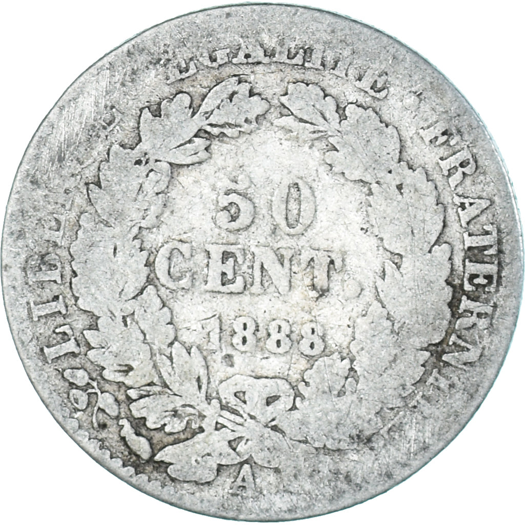 Coin, France, Cérès, 50 Centimes, 1888, Paris, F(12-15), Silver, KM:834.1