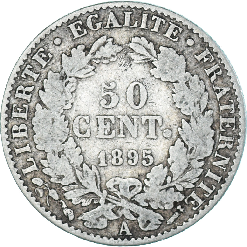 Moneta, Francia, Cérès, 50 Centimes, 1895, Paris, MB, Argento, KM:834.1