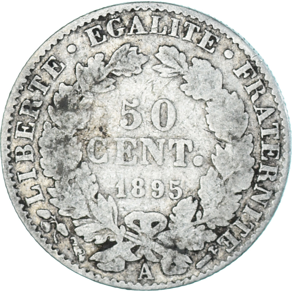 Moneta, Francia, Cérès, 50 Centimes, 1895, Paris, MB, Argento, KM:834.1
