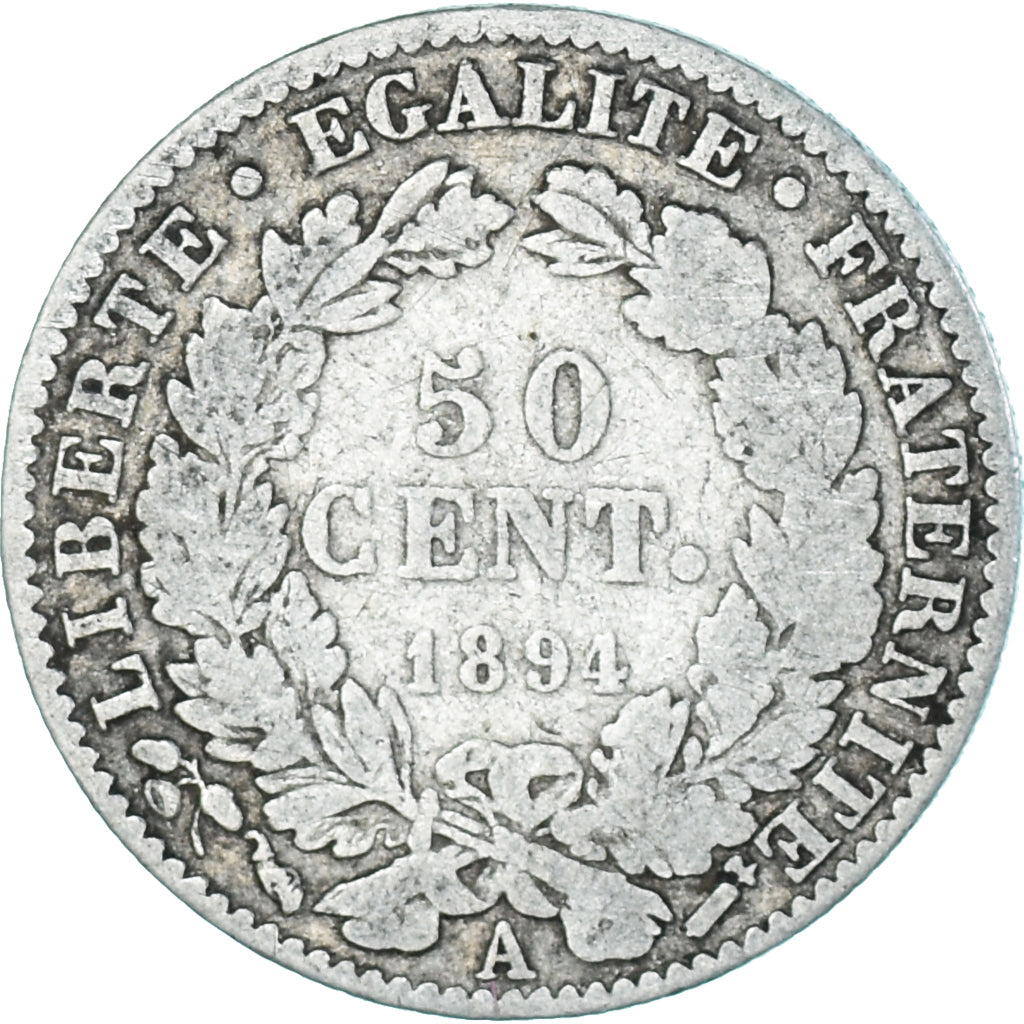 Monnaie, France, Cérès, 50 Centimes, 1895, Paris, TB, Argent, Gadoury:419a