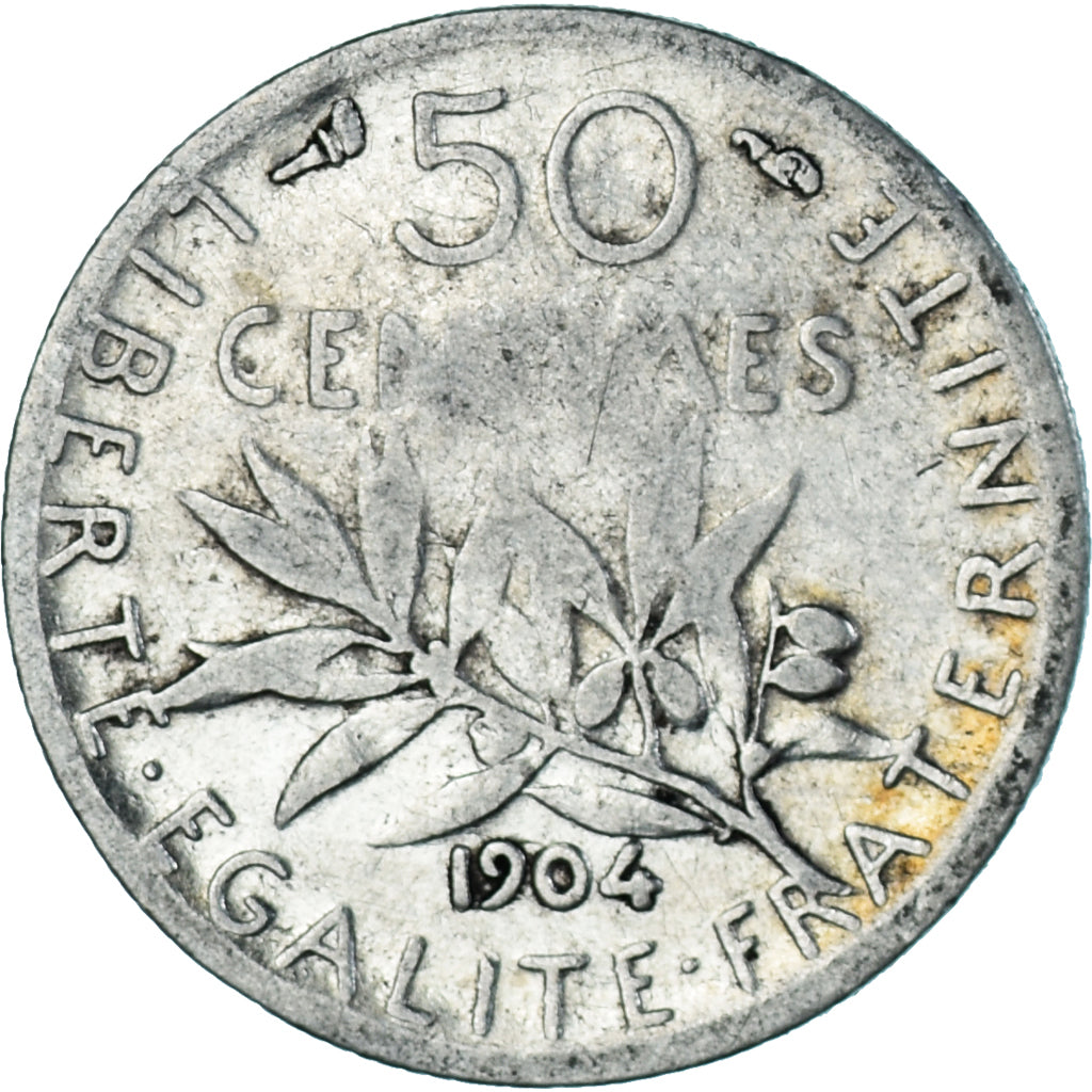 Coin, France, Semeuse, 50 Centimes, 1904, Paris, VF(20-25), Silver, KM:854