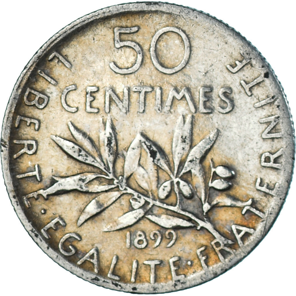 Moneda, Francia, Semeuse, 50 Centimes, 1899, Paris, MBC, Plata, KM:854