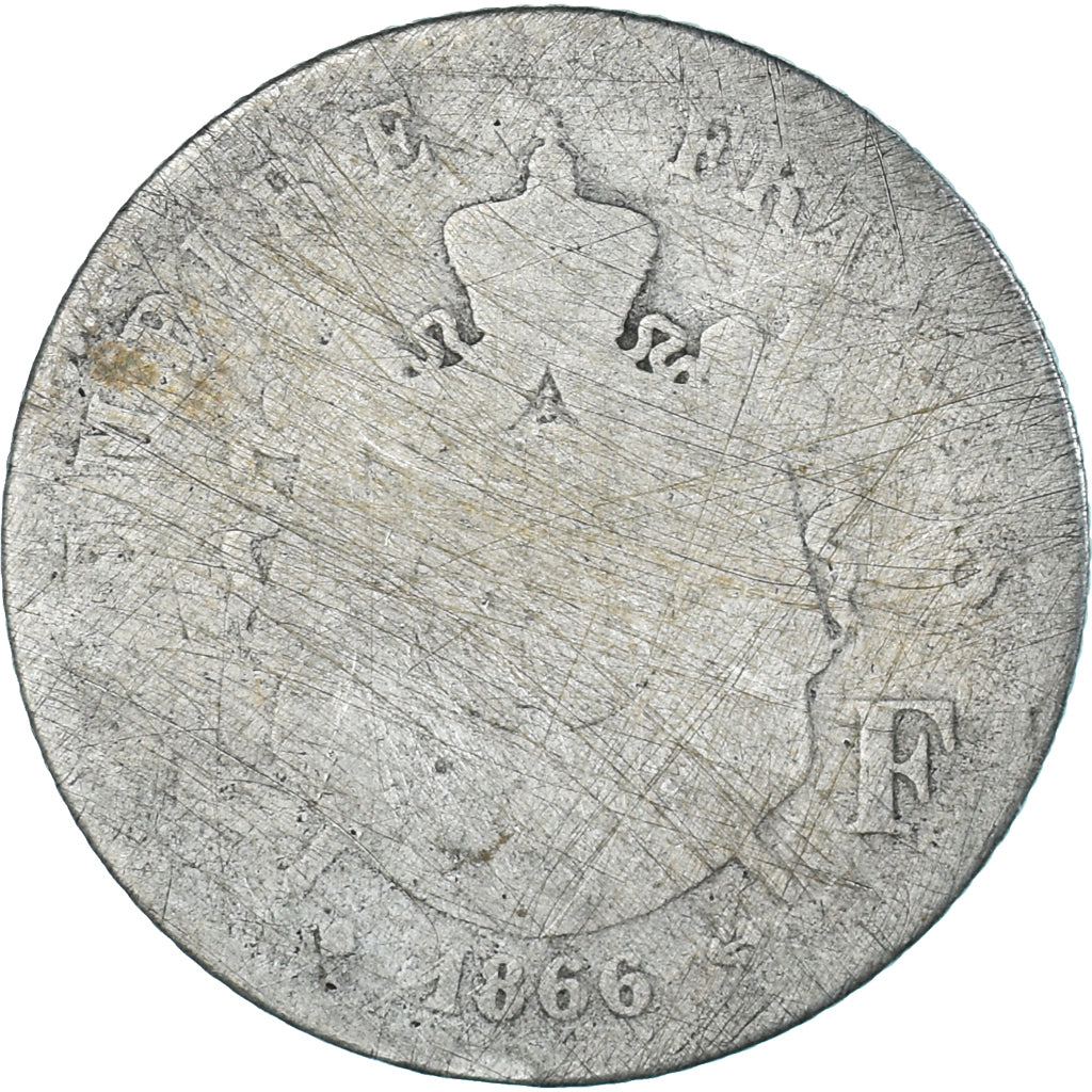 Coin, France, Napoleon III, Napoléon III, Franc, 1866, Strasbourg, VG(8-10)