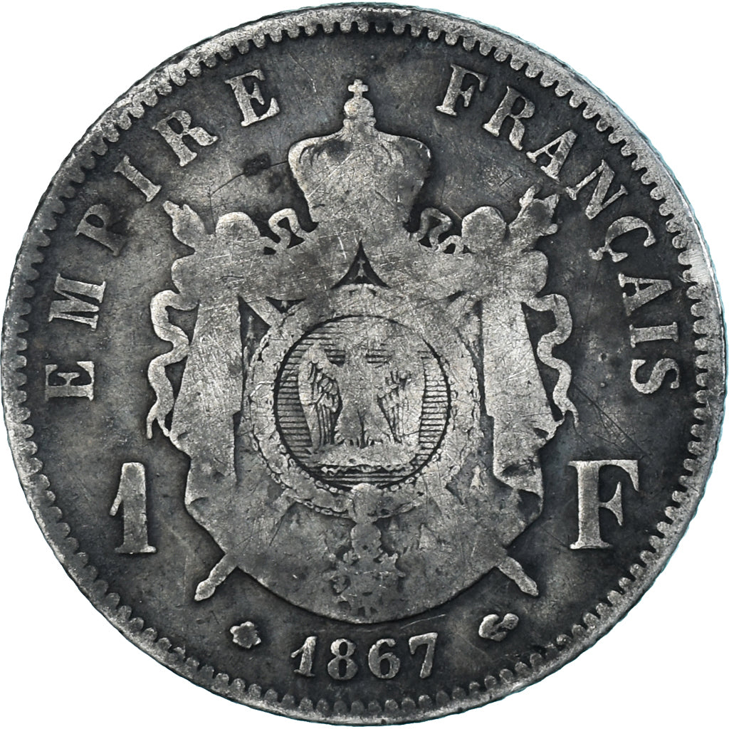 Münze, Frankreich, Napoleon III, Napoléon III, Franc, 1867, Paris, S, Silber