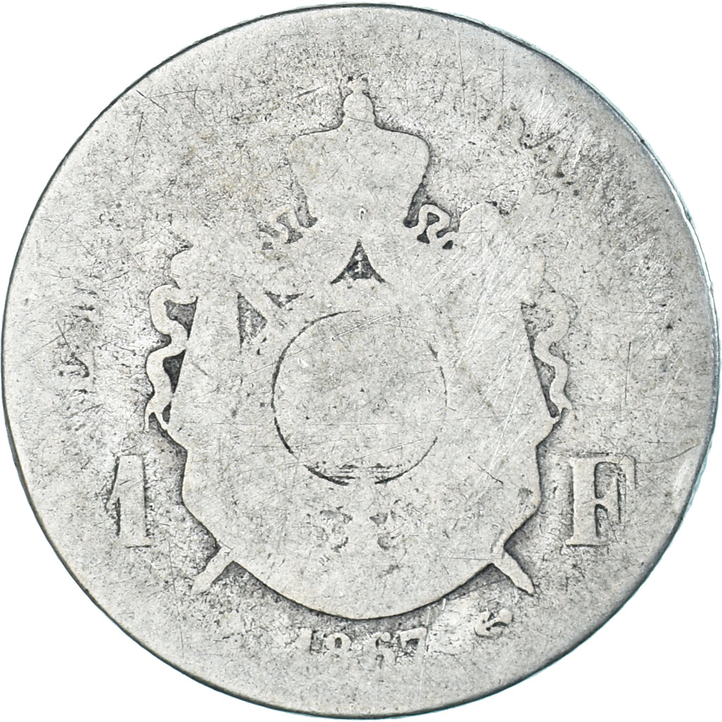 Moneta, Francia, Napoleon III, Napoléon III, Franc, 1867, Strasbourg, B+