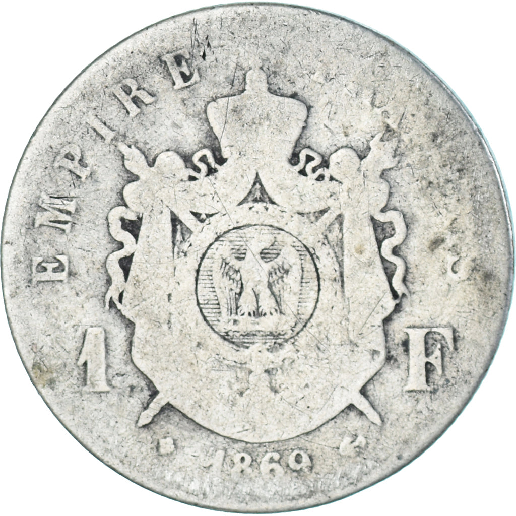 Coin, France, Napoleon III, Napoléon III, Franc, 1869, Strasbourg, F(12-15)