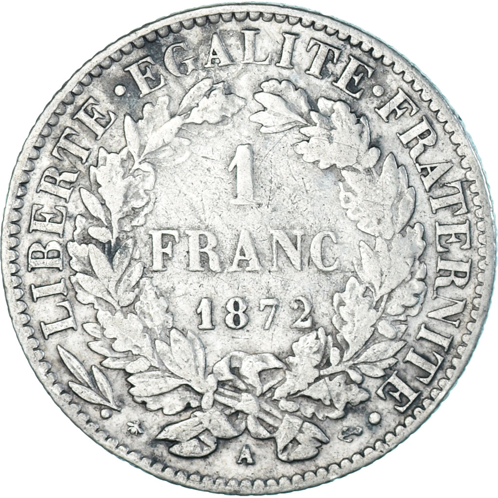 Monnaie, France, Cérès, Franc, 1872, Paris, TB+, Argent, Gadoury:465, KM:822.1