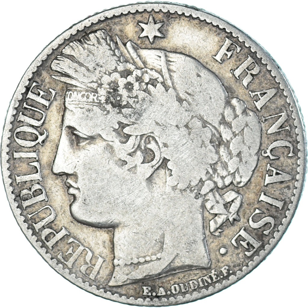 Monnaie, France, Cérès, Franc, 1871, Paris, TB, Argent, Gadoury:465, KM:822.1