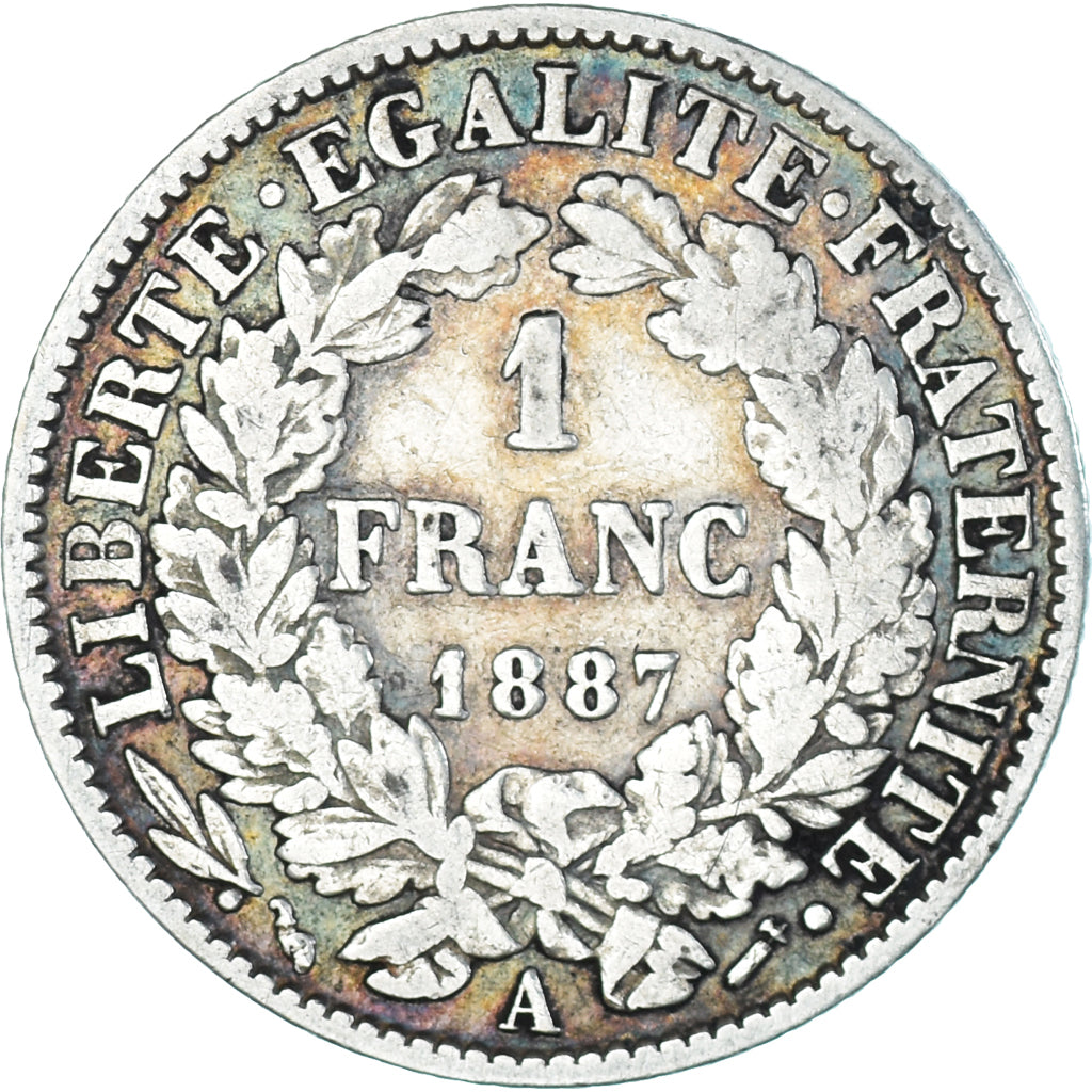 Coin, France, Cérès, Franc, 1887, Paris, VF(30-35), Silver, KM:822.1
