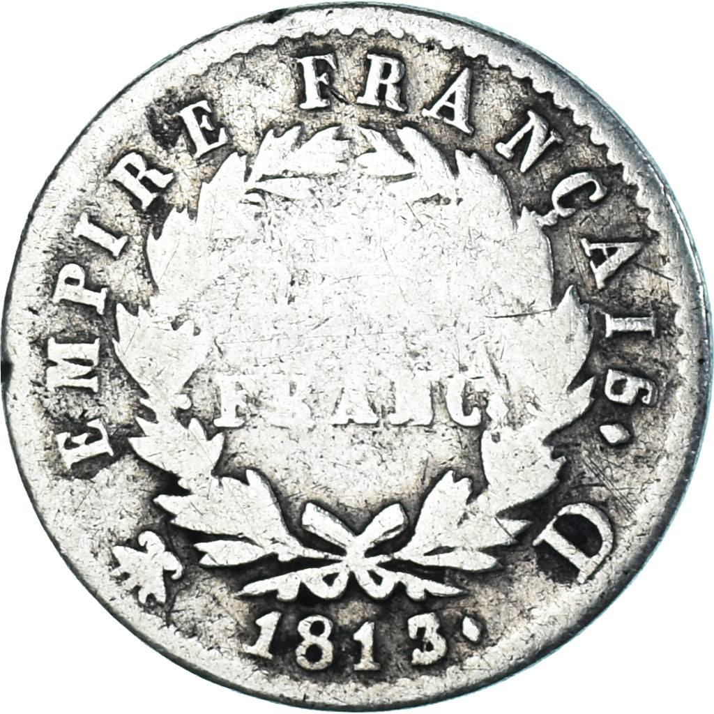 Monnaie, France, Napoléon I, 1/2 Franc, 1813 / 12, Lyon, B+, Argent, KM:691.5