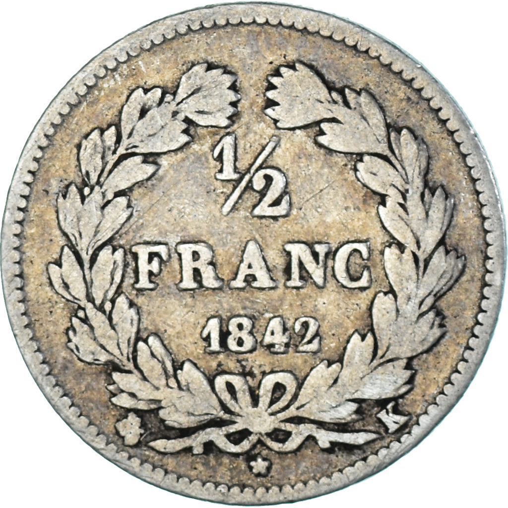 Munten, Frankrijk, Louis-Philippe, 1/2 Franc, 1842, Bordeaux, ZG+, Zilver