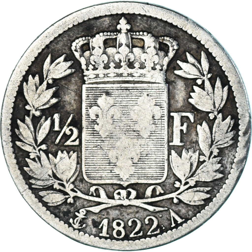 Coin, France, Louis XVIII, Louis XVIII, 1/2 Franc, 1822, Paris, F(12-15)