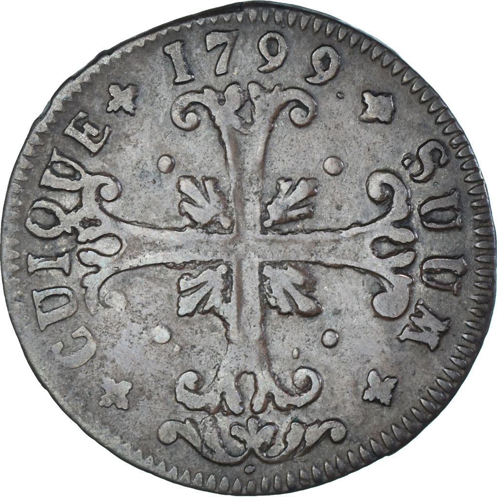 Coin, SWISS CANTONS, NEUCHATEL, 1/2 Batzen, 1799, Neuenburg, EF(40-45), Billon