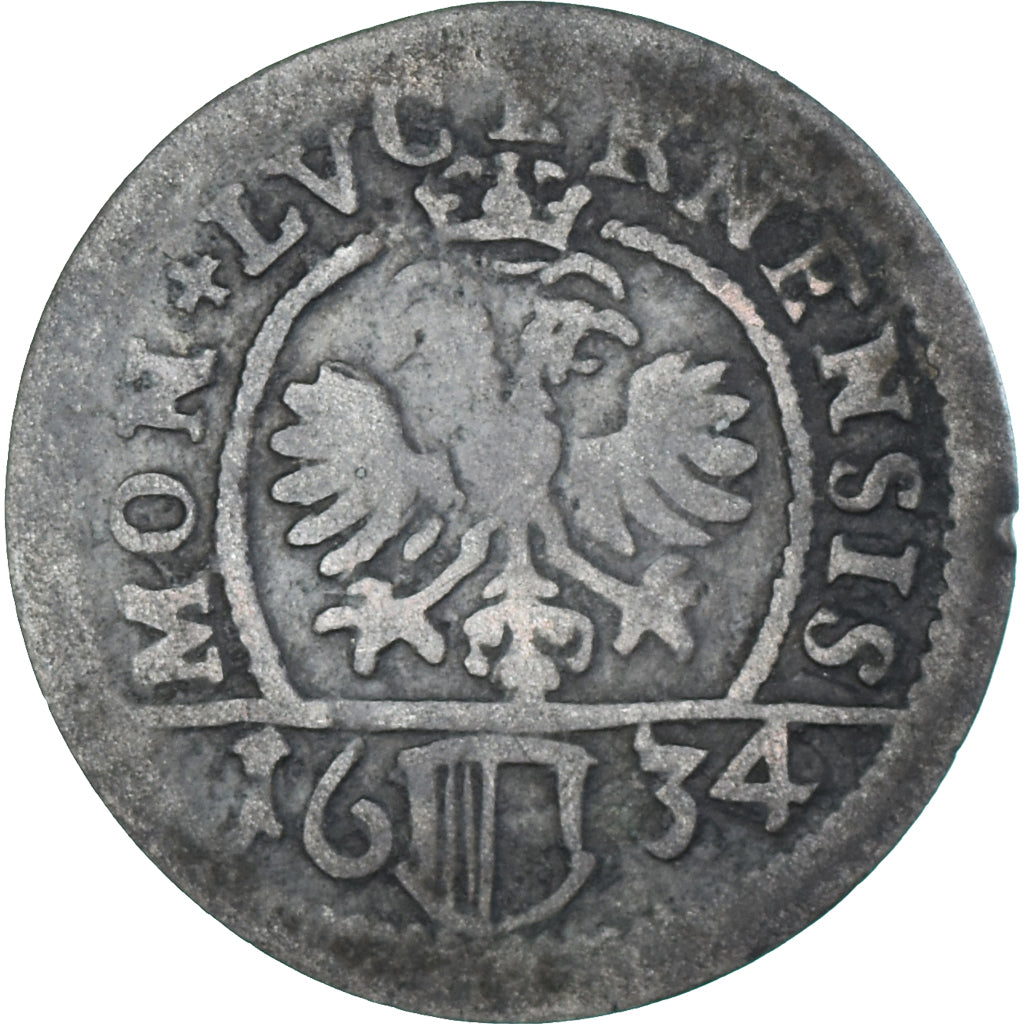 Coin, SWISS CANTONS, Schilling, 1634, Lucerne, VF(20-25), Billon
