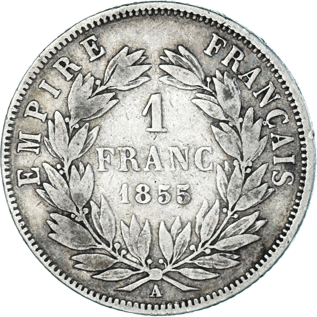 Moeda, França, Napoleon III, Napoléon III, Franc, 1855, Paris, VF(30-35)