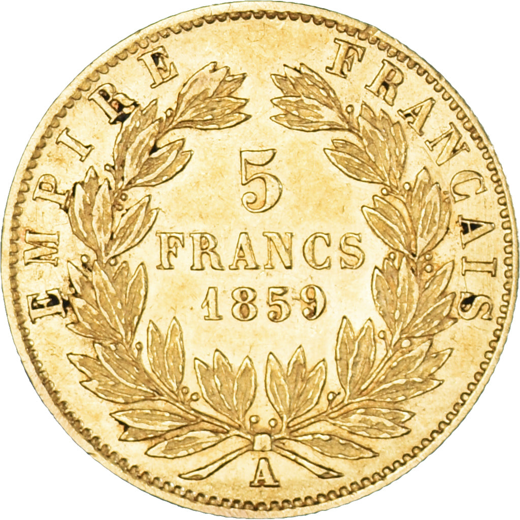 Monnaie, France, Napoleon III, 5 Francs, 1859, Paris, TTB+, Or, Gadoury:1001